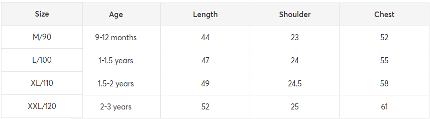 Size Chart CM