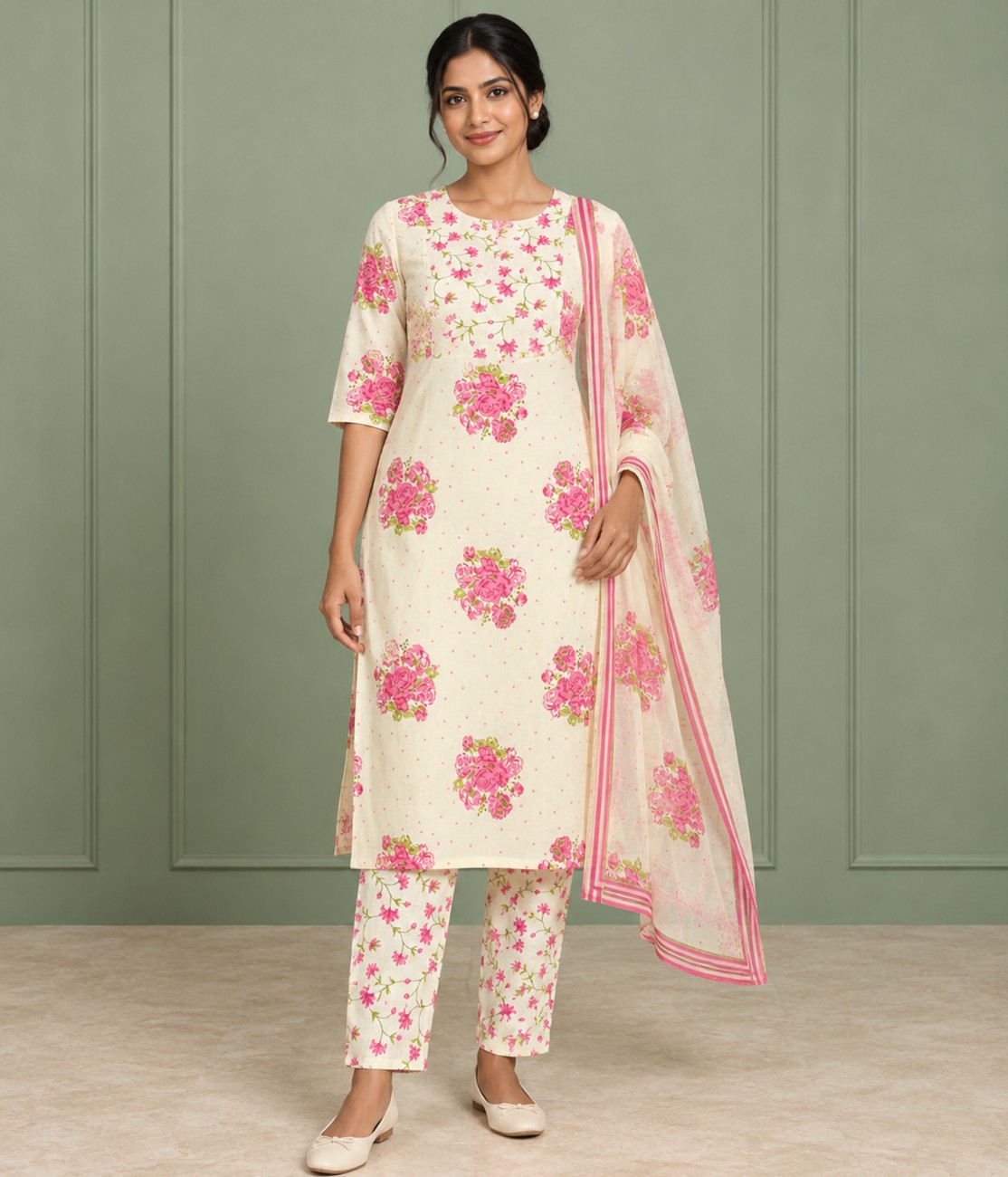 Floral Kurti Set - 3PCS