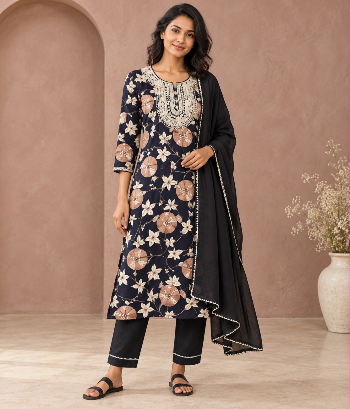 Floral Printed Kurti Set - 3Pcs